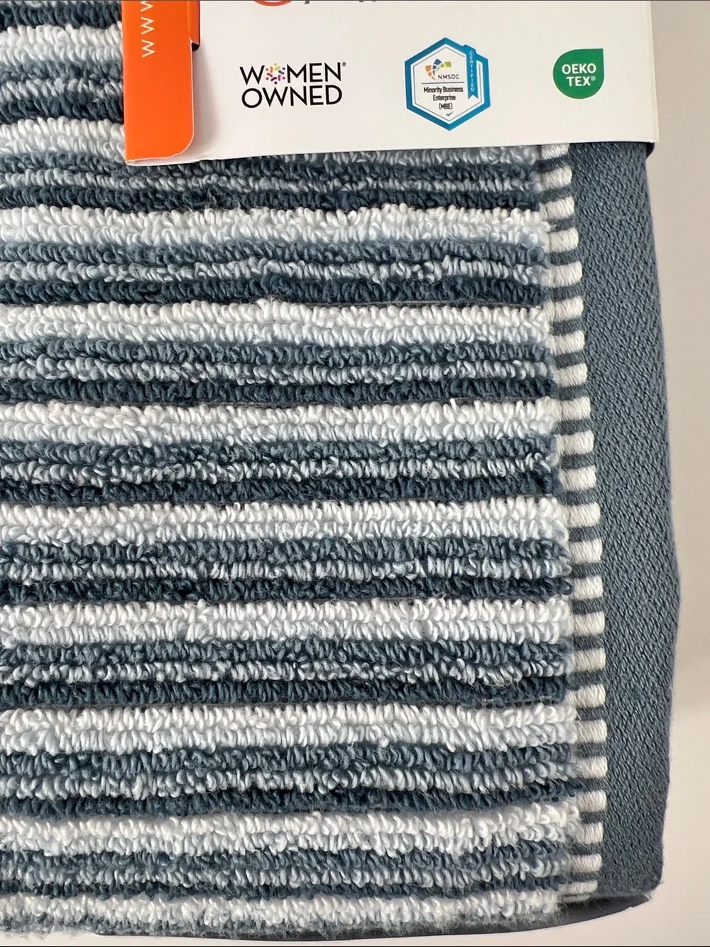 Caro Home Bath Towel Set  Striped Blue White Soft Cotton Quick Dry 2 Pc NEW